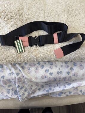 Handmade Wide Black Elastic Belt with Pink Trim - cincha